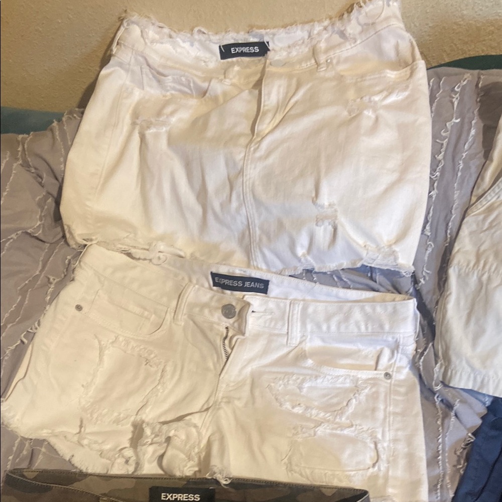 Express White Distressed Denim Shorts buy both for $25